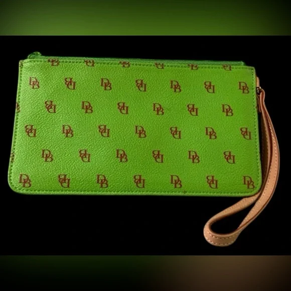 Dooney & Bourke Lime Green Logo Wristlet - Picture 3 of 8